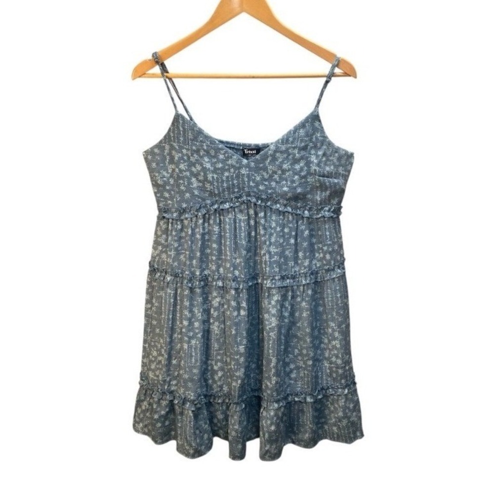 Trixxi Tiered Babydoll Mini Dress Womens XL Ditsy Floral Cottage‎ Boho Romantic